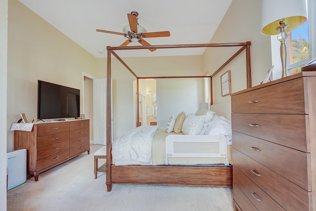 146 Magnolia Way, Tequesta, FL 33469 - bedroom featuring light carpet, connected bathroom, and ceiling fan