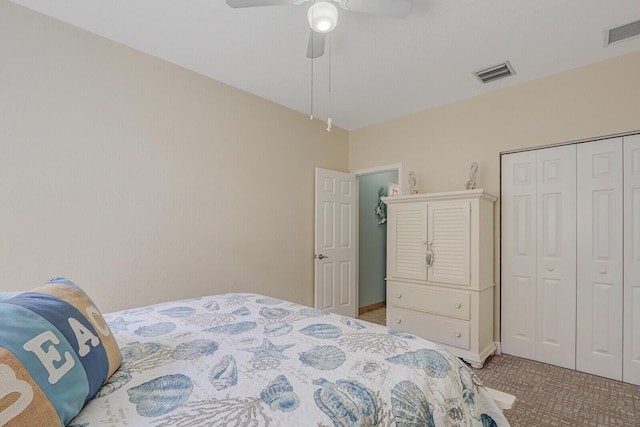 146 Magnolia Way, Tequesta, FL 33469 - bedroom featuring a closet and ceiling fan