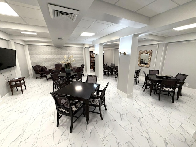2860 S Ocean Blvd Unit 415, Palm Beach, FL 33480 - dining space featuring marble finish flooring