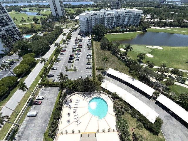 2425 Presidential Way Unit 1804, West Palm Beach, FL 33401 - aerial view of property's location with a nearby body of water, a pool, a golf club, and apartment complex / building
