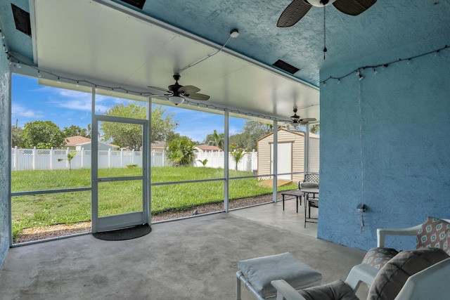 782 NW 16th Pl, Pompano Beach, FL 33060 - unfurnished sunroom with a ceiling fan