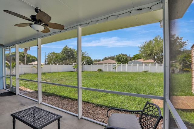 782 NW 16th Pl, Pompano Beach, FL 33060 - sunroom featuring a ceiling fan and healthy amount of natural light