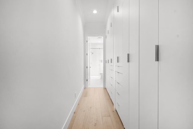4689 Hammock Cir, Delray Beach, FL 33445 - hall featuring light wood-type flooring, recessed lighting, and baseboards