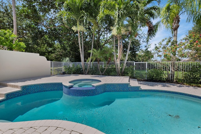 4689 Hammock Cir, Delray Beach, FL 33445 - view of pool featuring a fenced backyard and a pool with connected hot tub