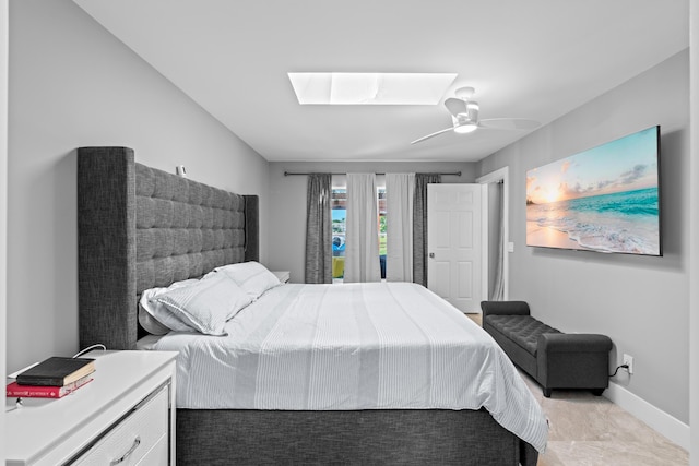2471 SE Leithgow St, Port Saint Lucie, FL 34952 - bedroom with a skylight, baseboards, and ceiling fan