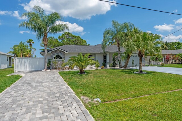 2471 SE Leithgow St, Port Saint Lucie, FL 34952 - ranch-style home featuring decorative driveway, stucco siding, and a gate