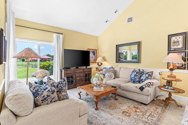 5986 Vista Linda Ln, Boca Raton, FL 33433 - living area with high vaulted ceiling and baseboards
