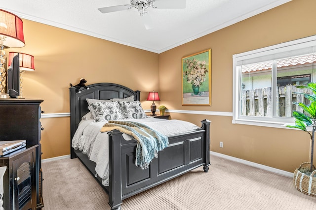 5986 Vista Linda Ln, Boca Raton, FL 33433 - carpeted bedroom with ornamental molding, baseboards, and ceiling fan