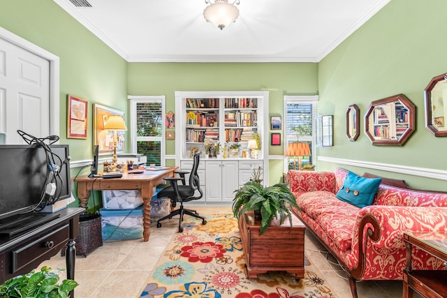 5986 Vista Linda Ln, Boca Raton, FL 33433 - office space featuring ornamental molding and tile patterned floors