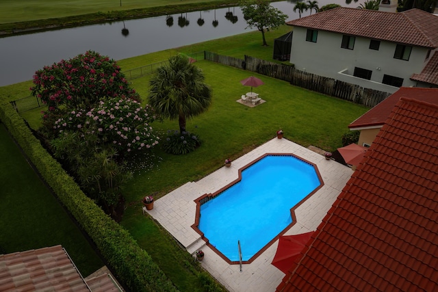 5986 Vista Linda Ln, Boca Raton, FL 33433 - view of pool with a water view and a patio area