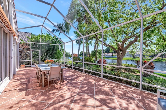 6690 Remington Pl, Lake Worth, FL 33463 - sunroom / solarium featuring a water view and outdoor dining space