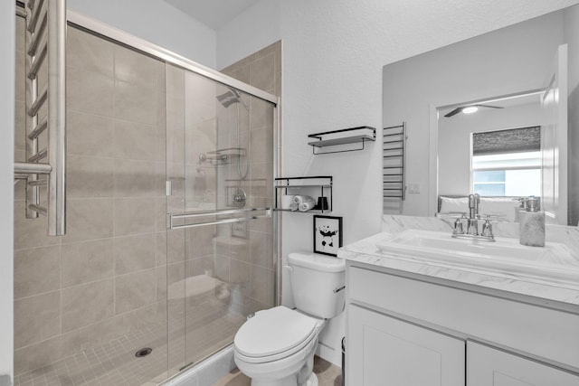 460 Ne 4th Lane End Unit E Of Us1And Tp, Florida City, FL 33034 - full bathroom featuring toilet, vanity, a shower stall, and a ceiling fan