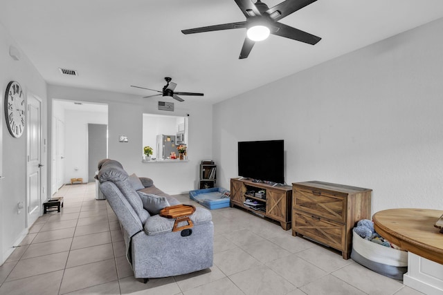 460 Ne 4th Lane End Unit E Of Us1And Tp, Florida City, FL 33034 - living room with ceiling fan and light tile patterned flooring