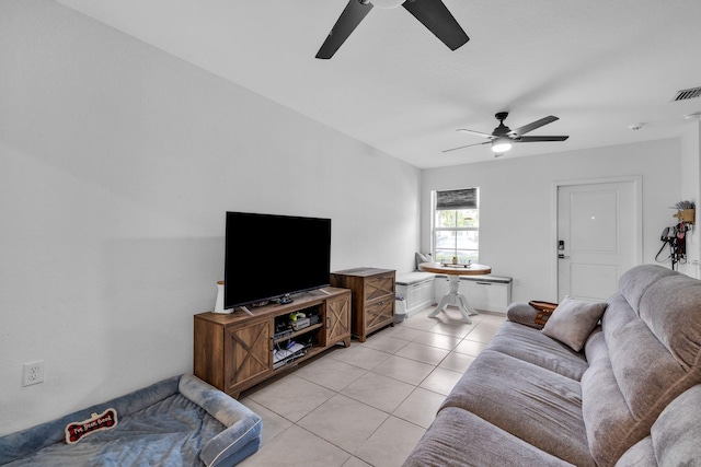 460 Ne 4th Lane End Unit E Of Us1And Tp, Florida City, FL 33034 - living room featuring a ceiling fan and light tile patterned flooring