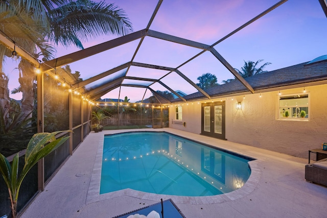 14244 Horseshoe Trce, Wellington, FL 33414 - view of pool featuring french doors, a patio area, and a lanai