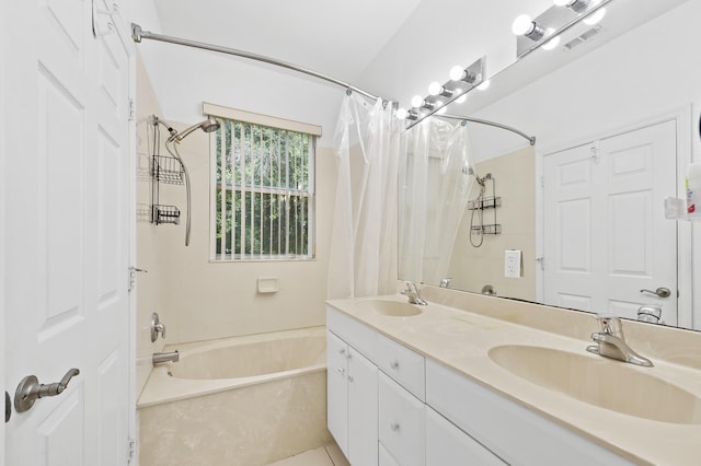 899 Pipers Cay Dr, West Palm Beach, FL 33415 - full bathroom featuring shower / bath combo with shower curtain and double vanity