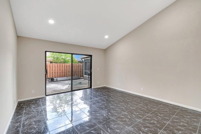82 Baytree Cir, Boynton Beach, FL 33436 - unfurnished room featuring baseboards, marble finish flooring, and recessed lighting