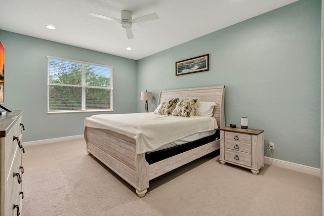 5030 Dulce Ct, Palm Beach Gardens, FL 33418 - bedroom with light carpet, baseboards, a ceiling fan, and recessed lighting