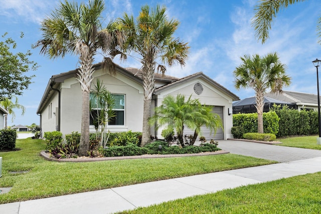 11454 SW Hawkins Ter, Port Saint Lucie, FL 34987 - view of front of property featuring driveway, a garage, stucco siding, and a front yard