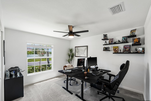 956 Bent Creek Dr, Fort Pierce, FL 34947 - office space featuring baseboards, ceiling fan, and carpet