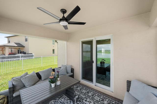 956 Bent Creek Dr, Fort Pierce, FL 34947 - view of patio with an outdoor living space and a ceiling fan