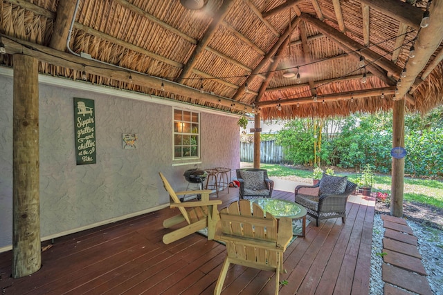 1005 SW 15th Ter, Fort Lauderdale, FL 33312 - wooden terrace featuring a gazebo and an outdoor living space