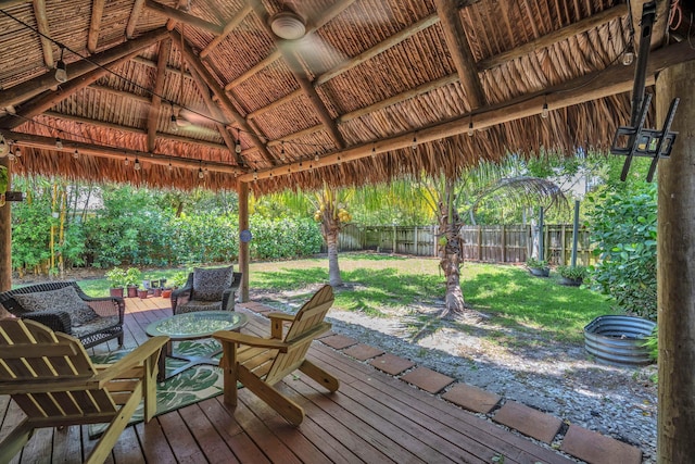 1005 SW 15th Ter, Fort Lauderdale, FL 33312 - wooden deck featuring outdoor lounge area and a gazebo