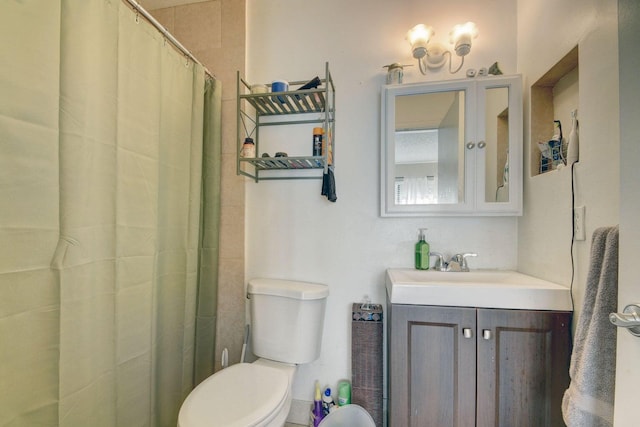 799 Hill Dr Unit F, West Palm Beach, FL 33415 - full bathroom featuring vanity, toilet, curtained shower, and a chandelier