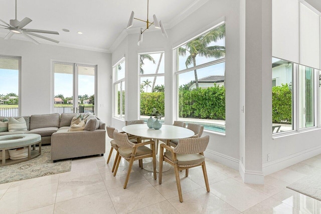 206 Via Emilia, Palm Beach Gardens, FL 33418 - sunroom / solarium with plenty of natural light and a water view