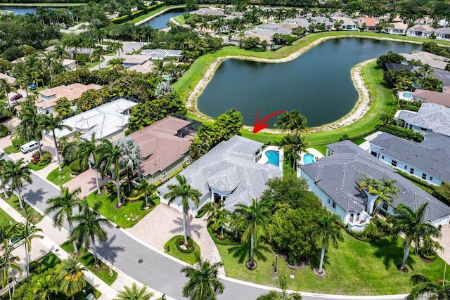 206 Via Emilia, Palm Beach Gardens, FL 33418 - aerial view of property and surrounding area featuring nearby suburban area and a large body of water