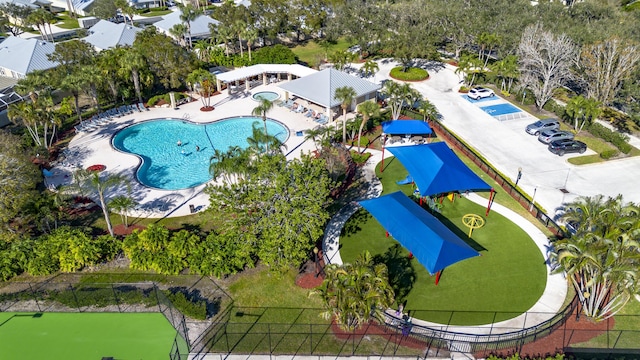 2925 SW Brighton Way, Palm City, FL 34990 - drone / aerial view of a pool