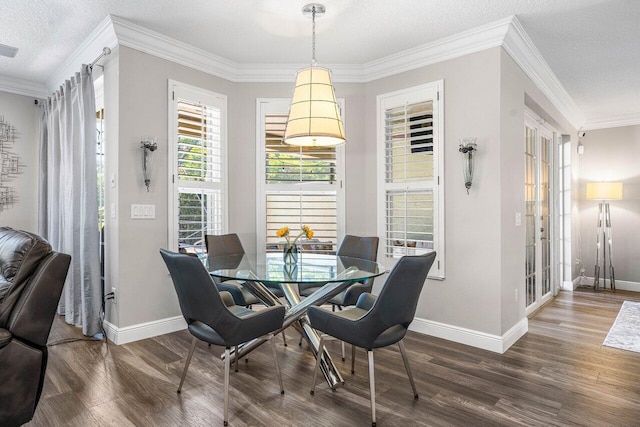 9961 Marsala Way, Delray Beach, FL 33446 - dining space featuring baseboards, wood finished floors, and crown molding