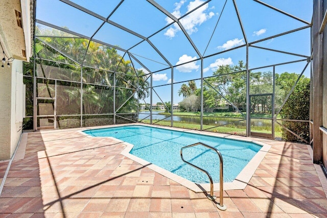 9961 Marsala Way, Delray Beach, FL 33446 - outdoor pool featuring a patio area, a water view, and a lanai