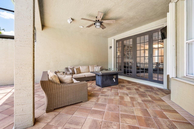 9961 Marsala Way, Delray Beach, FL 33446 - view of patio / terrace with french doors, ceiling fan, and an outdoor hangout area