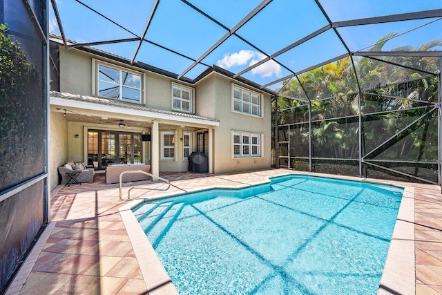 9961 Marsala Way, Delray Beach, FL 33446 - swimming pool featuring a patio area, ceiling fan, and a lanai