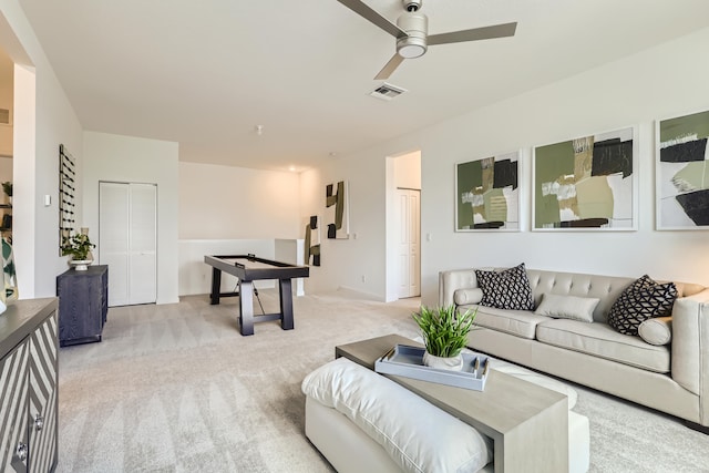 6783 Cobia Cir, Boynton Beach, FL 33437 - living room with ceiling fan and light colored carpet