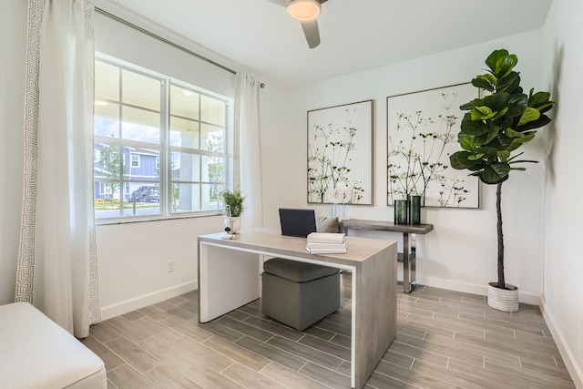6783 Cobia Cir, Boynton Beach, FL 33437 - office space featuring wood finish floors and a ceiling fan