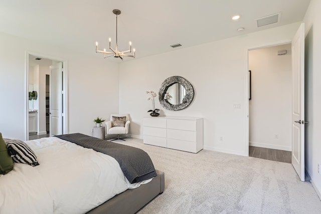 6783 Cobia Cir, Boynton Beach, FL 33437 - carpeted bedroom featuring a chandelier and recessed lighting
