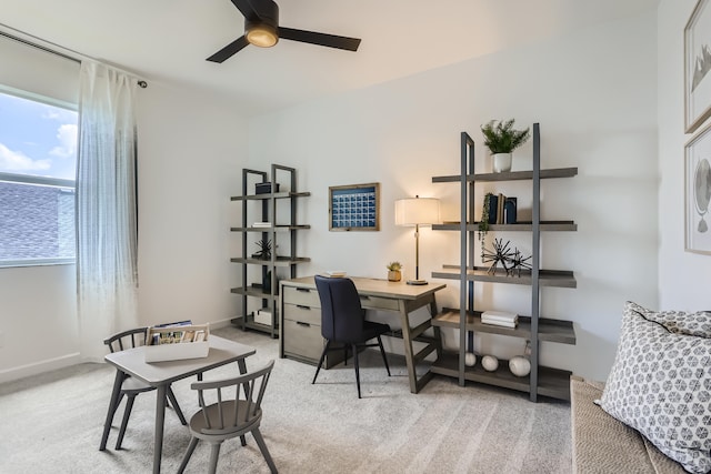6783 Cobia Cir, Boynton Beach, FL 33437 - office area featuring ceiling fan and light carpet