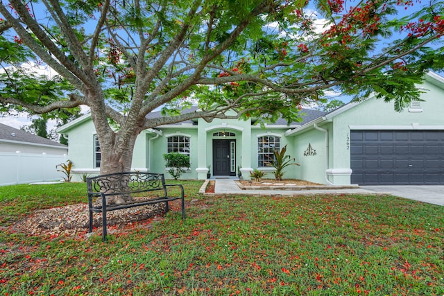 1262 SW Hunnicut Ave, Port Saint Lucie, FL 34953 - view of front of house with stucco siding, a garage, and concrete driveway