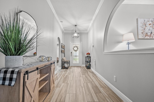 462 SW Sundance Trl, Port Saint Lucie, FL 34953 - hall featuring arched walkways, crown molding, baseboards, and light wood-style flooring