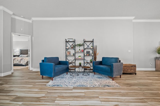 462 SW Sundance Trl, Port Saint Lucie, FL 34953 - sitting room with ornamental molding, wood finished floors, baseboards, and a textured ceiling