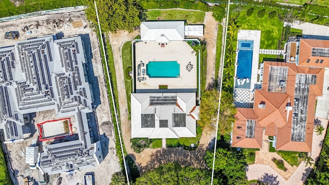 11354 Old Harbour Rd, North Palm Beach, FL 33408 - aerial view of property and surrounding area featuring property parcel outlined and a pool