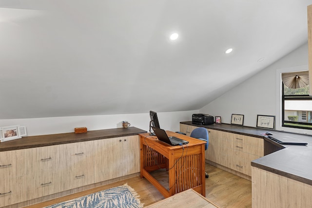 638 NE 8th Ave, Boynton Beach, FL 33435 - office with vaulted ceiling, light wood-style floors, and recessed lighting