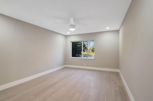 8164 Sweetbriar Way, Boca Raton, FL 33496 - empty room with light wood-style floors, ceiling fan, baseboards, and recessed lighting