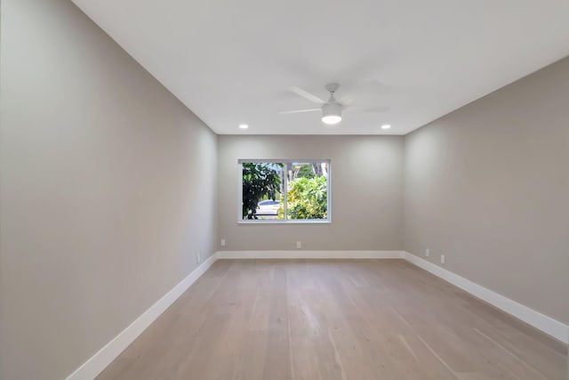 8164 Sweetbriar Way, Boca Raton, FL 33496 - spare room featuring baseboards, a ceiling fan, light wood-type flooring, and recessed lighting