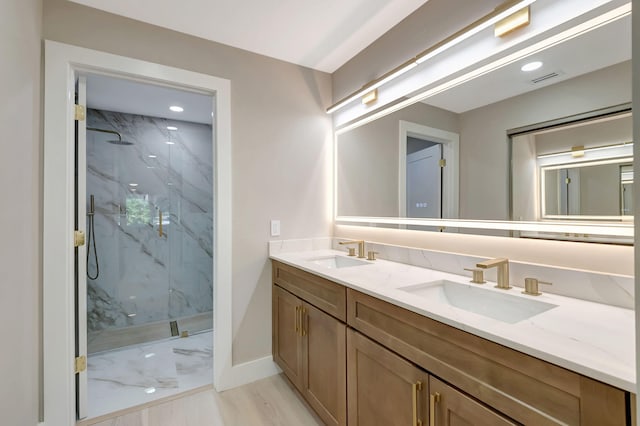 8164 Sweetbriar Way, Boca Raton, FL 33496 - full bath with a marble finish shower, double vanity, and baseboards