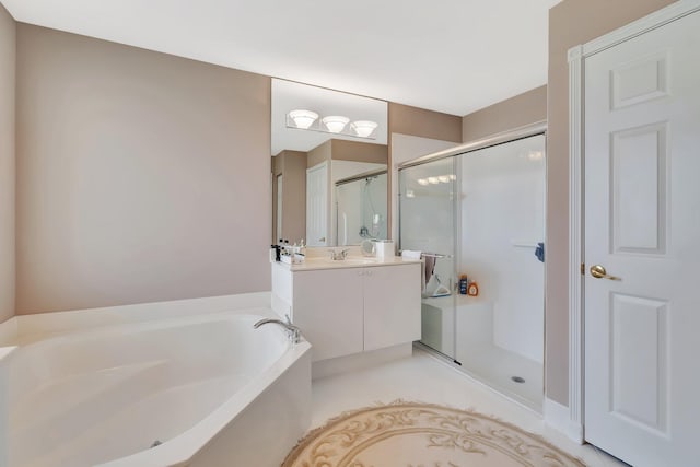 7714 Las Cruces Ct, Boynton Beach, FL 33437 - full bathroom with a stall shower, a bath, and vanity
