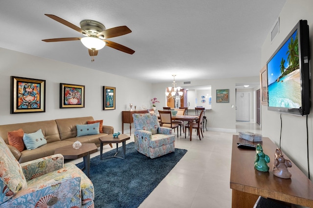 9628 Pavarotti Ter Unit 101, Boynton Beach, FL 33437 - living room featuring a chandelier and ceiling fan