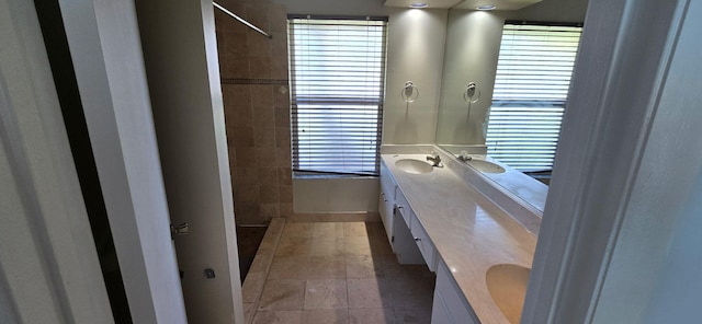 8205 Winnipesaukee Way, Lake Worth, FL 33467 - bathroom with double vanity and stone finish flooring